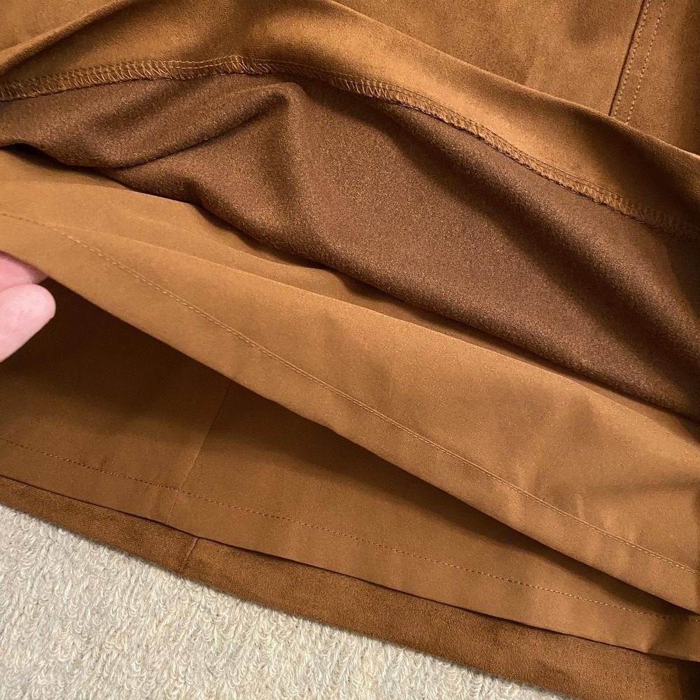 Banana Republic Skirt Womens 10 Brown Faux Suede Stretch A Line Mini Pockets - Picture 6 of 11